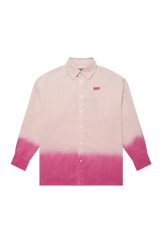 Camicia a quadri con effetto dip-dye