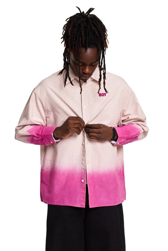Camicia a quadri con effetto dip-dye
