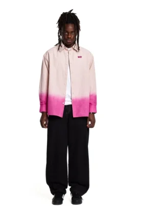 Camicia a quadri con effetto dip-dye