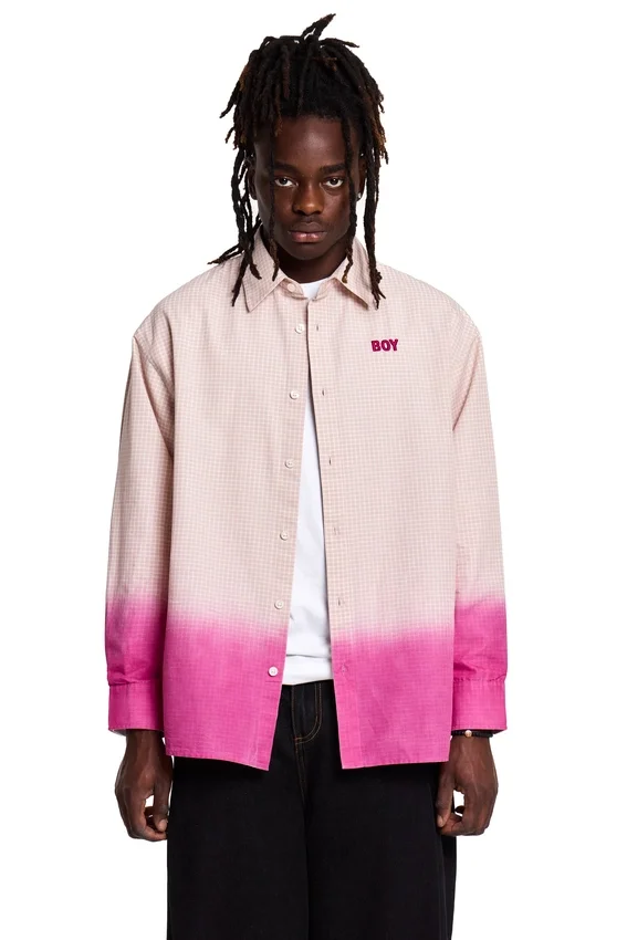 Camicia a quadri con effetto dip-dye
