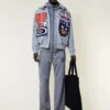 Giacca bomber “Moto Sticker” in stile varsity