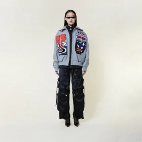 Giacca bomber “Moto Sticker” in stile varsity