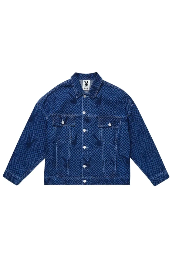 Giacca in denim a scacchi Playboy x BOY