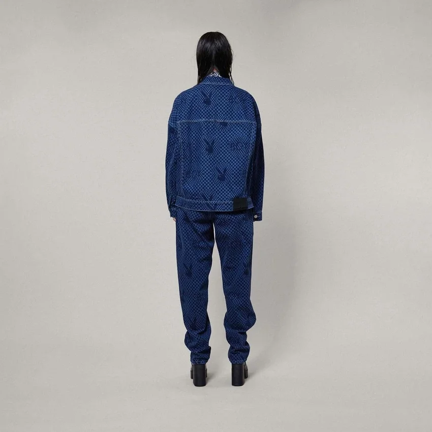 Giacca in denim a scacchi Playboy x BOY