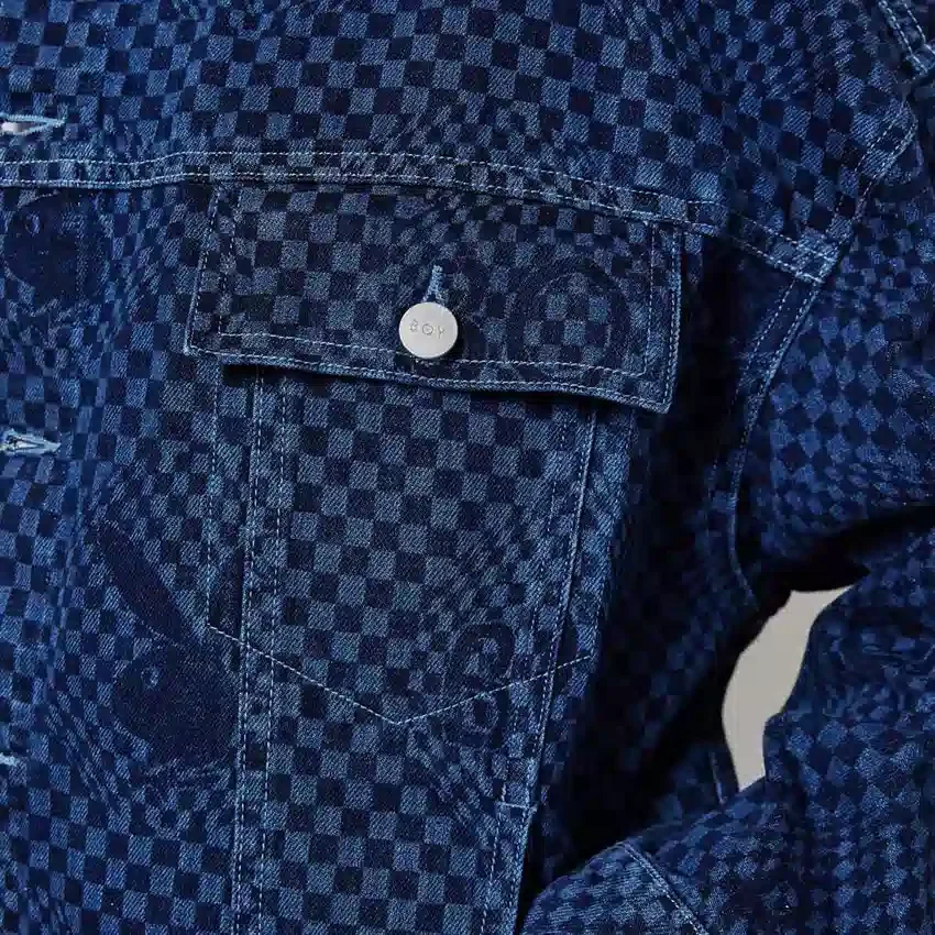 Giacca in denim a scacchi Playboy x BOY