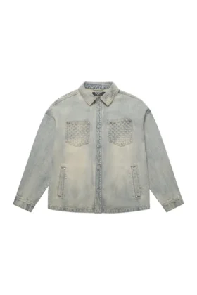 Giacca in denim con effetto consumato al laser