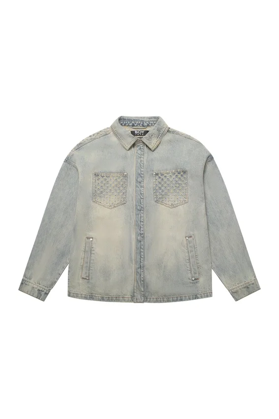 Giacca in denim con effetto consumato al laser