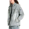Giacca in denim con effetto consumato al laser