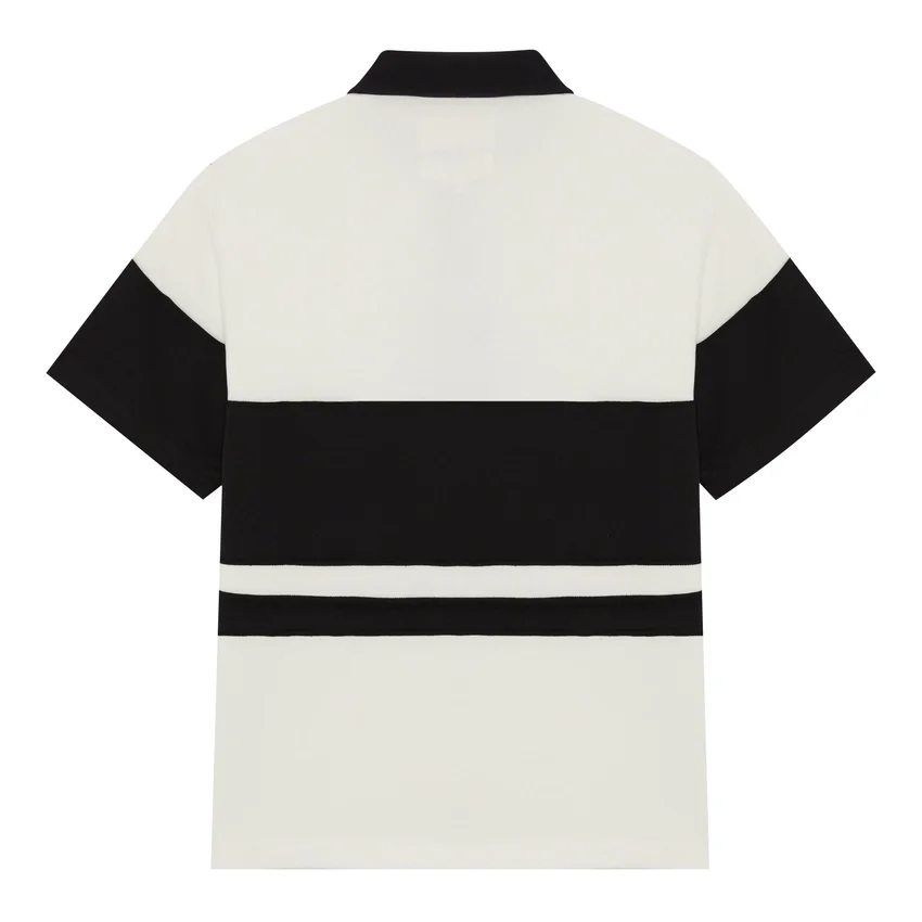 Maglia da rugby a maniche corte con strisce effetto consumato in pantaloncini