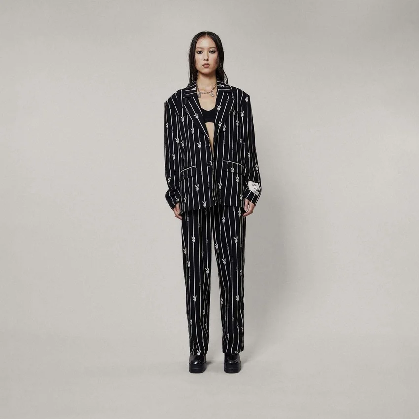 Pantaloni a righe sottili Playboy x BOY Bunny