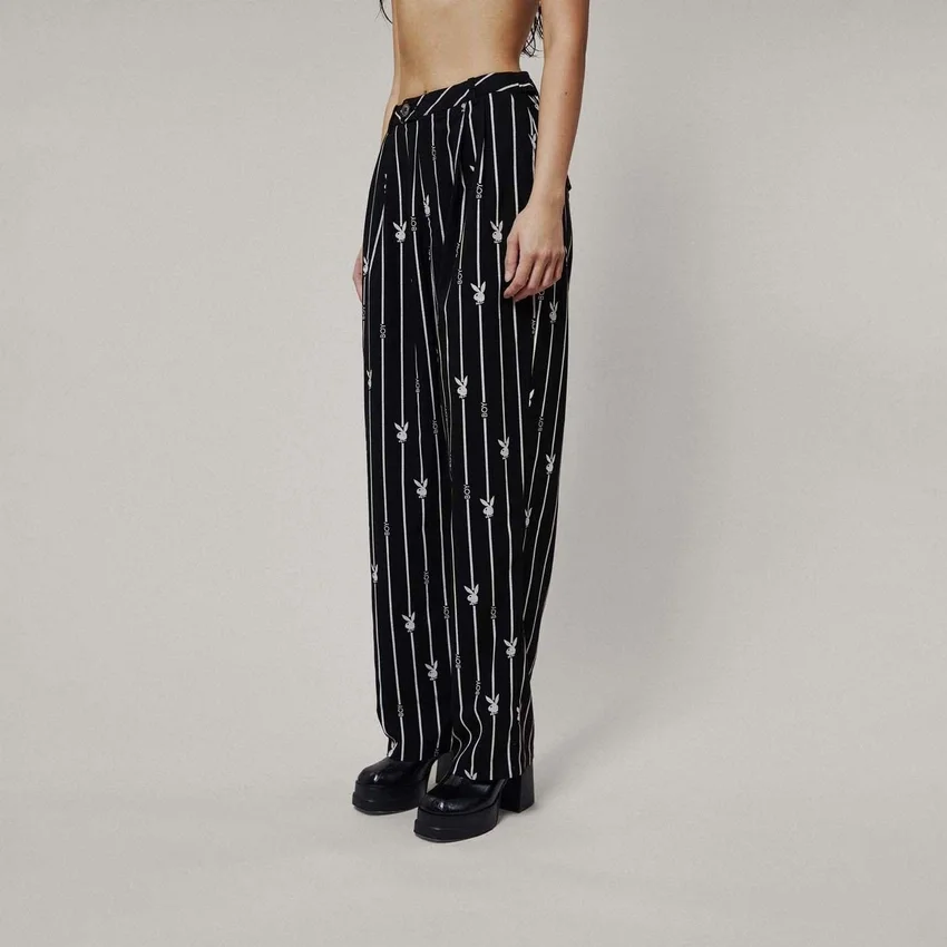 Pantaloni a righe sottili Playboy x BOY Bunny