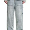 Pantaloni in denim con effetto consumato al laser