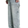 Pantaloni in denim con effetto consumato al laser