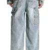 Pantaloni in denim con effetto consumato al laser