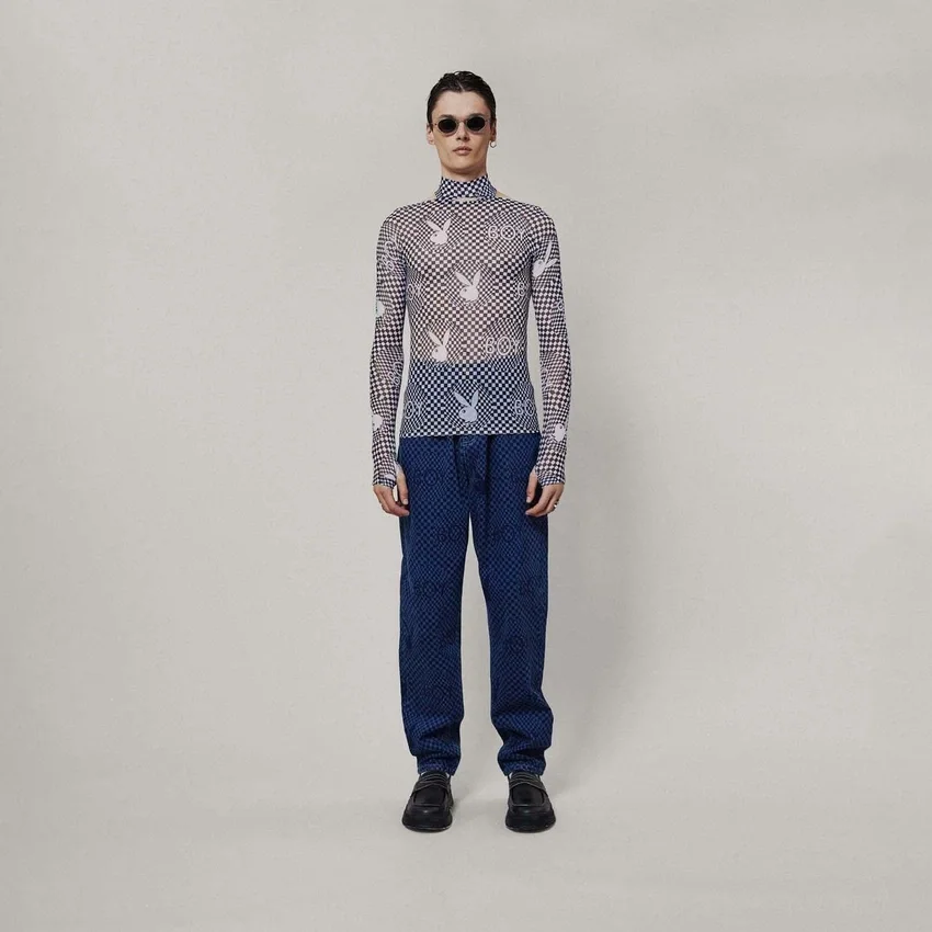 Top in rete "Vortex" a scacchiera della collezione Playboy x BOY