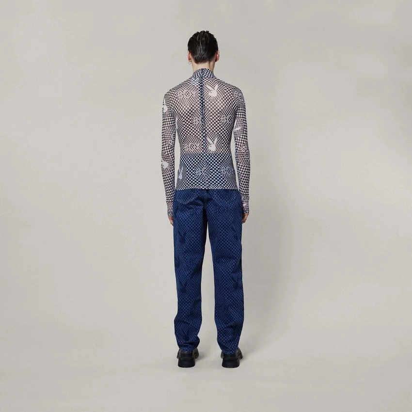 Top in rete "Vortex" a scacchiera della collezione Playboy x BOY