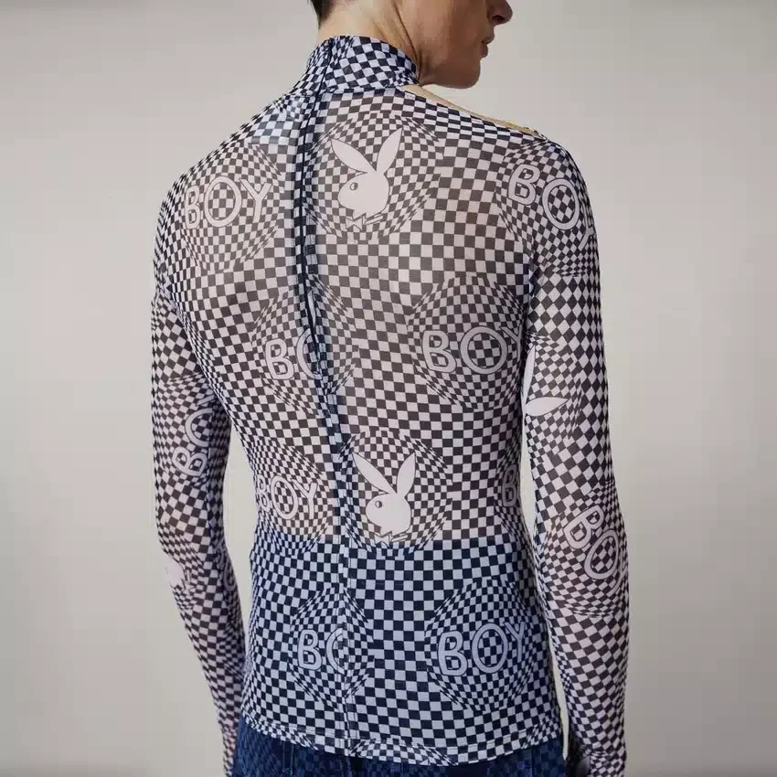 Top in rete "Vortex" a scacchiera della collezione Playboy x BOY