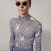 Top in rete "Vortex" a scacchiera della collezione Playboy x BOY
